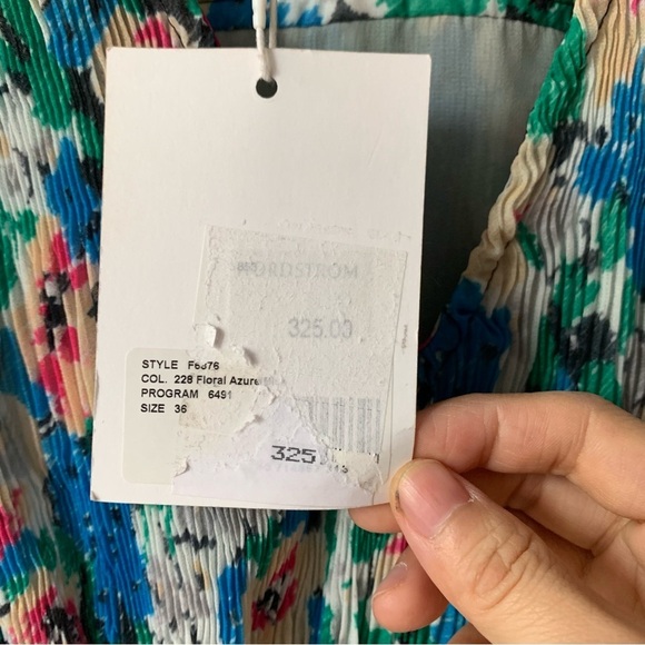 GANNI floral-print pleated Smocked Plissé Georgette midi dress - Picture 12 of 12